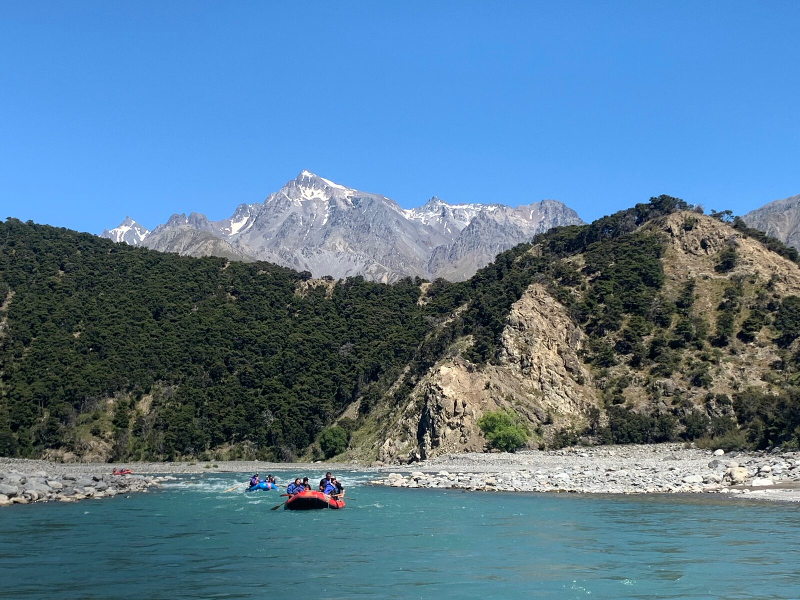 The Waiau Toa / Clarence River below the snow-capped peak of Tapuae-O-Uenuku